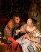 MIERIS, Frans van, the Elder Carousing Couple Spain oil painting artist